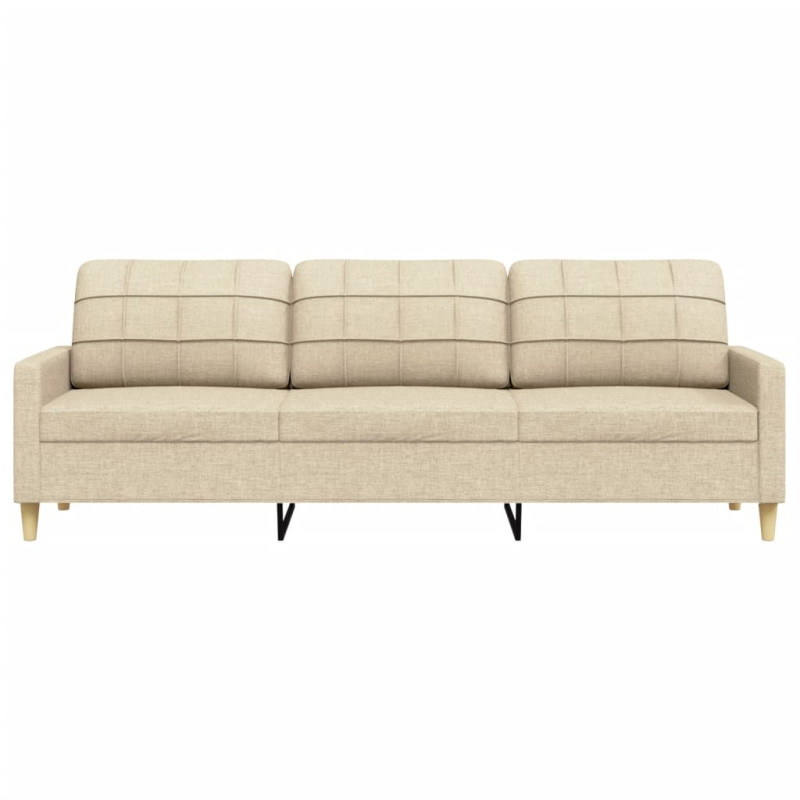 3-osobowa sofa, kremowa, 210 cm, tapicerowana tkaniną