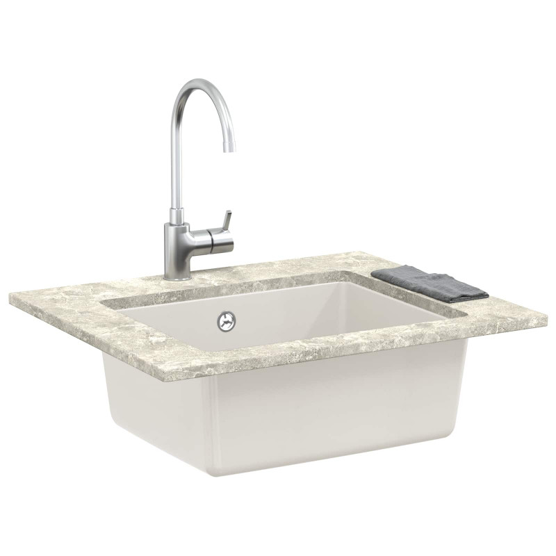 Zlew Biały 530 x 460 mm 80% Kwarc i 20% Żywica