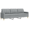 Sofa 3-osobowa, jasnoszara, 210 cm, tapicerowana tkaniną
