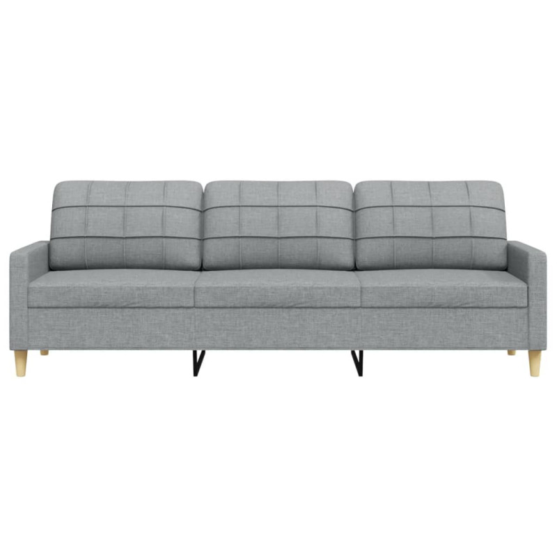 Sofa 3-osobowa, jasnoszara, 210 cm, tapicerowana tkaniną
