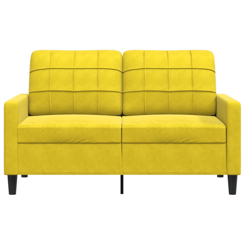 Sofa 2-osobowa, żółta, 120 cm, tapicerowana aksamitem