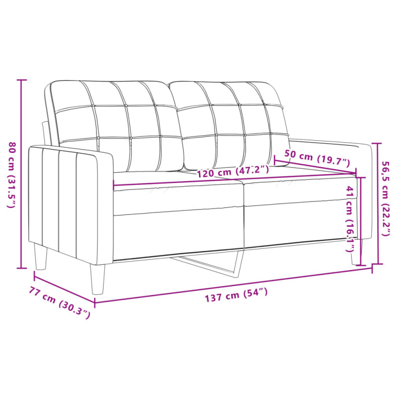 Sofa 2-osobowa, ciemnoszary, 120 cm, tapicerowana aksamitem