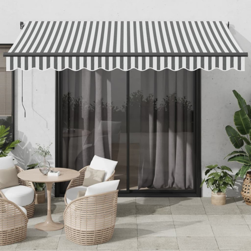 Ręcznie zwijana markiza z LED, antracytowo-biała, 350x250 cm