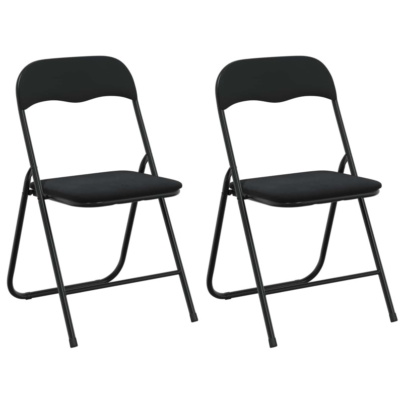 Krzesło składane 2 pcs Czarny 48 x 44 x 78 cm Aksamit