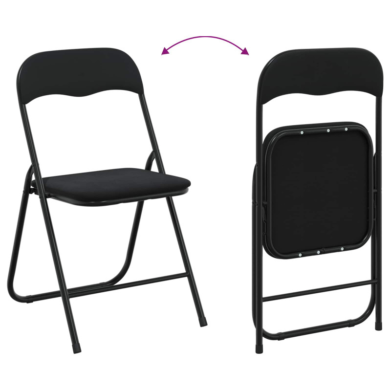 Krzesło składane 2 pcs Czarny 48 x 44 x 78 cm Aksamit