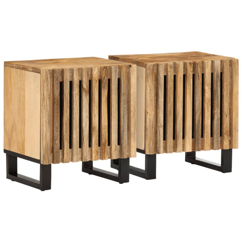 Szafki nocne, 2 szt., 40x34x46 cm, lite surowe drewno mango