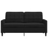 Sofa 2-osobowa, czarna, 140 cm, tapicerowana aksamitem