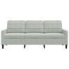 Sofa 3-osobowa, jasnoszara, 180 cm, tapicerowana aksamitem
