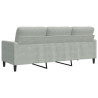 Sofa 3-osobowa, jasnoszara, 180 cm, tapicerowana aksamitem