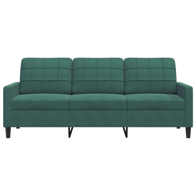 Sofa 3-osobowa, ciemnozielony, 180 cm, obita aksamitem