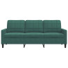 Sofa 3-osobowa, ciemnozielony, 180 cm, obita aksamitem