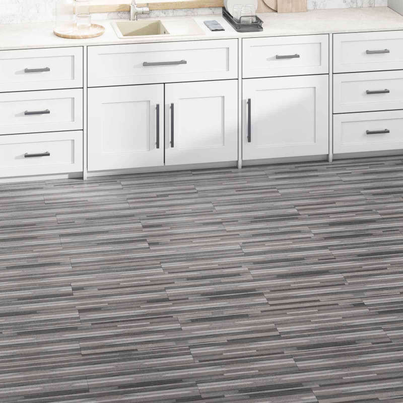 Deski podłogowe 36 pcs Szaro-paskowany 5,02 m² PVC