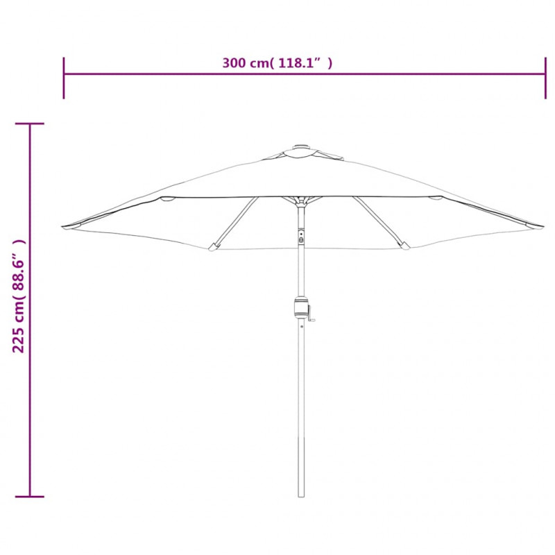 Parasol z LED, na wysięgniku 3 m, zielony