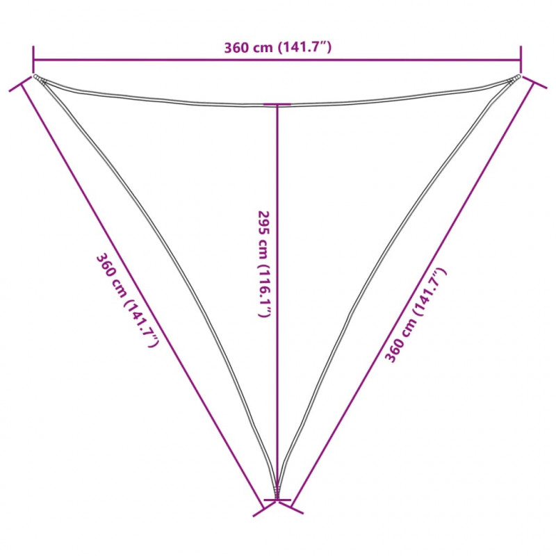 Trójkątny żagiel ogrodowy z tkaniny oxford, 3,6x3,6x3,6 m, beż