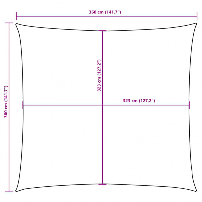 Żagiel ogrodowy z tkaniny oxford, kwadrat 3,6x3,6 m, antracyt