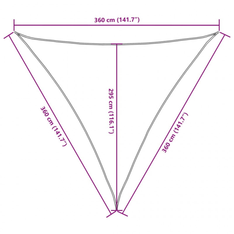 Żagiel ogrodowy z tkaniny oxford, trójkąt 3,6x3,6x3,6 m