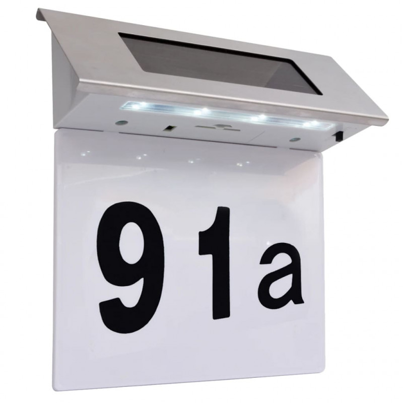 Solarna lampa LED do podświetlania numeru domu, stal nierdzewna