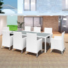 9-cz. zestaw mebli ogrodowych, rattan PE, kremowa biel