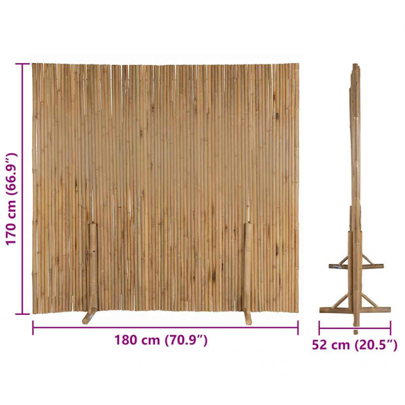 Panel ogrodzeniowy z bambusa, 180x170 cm