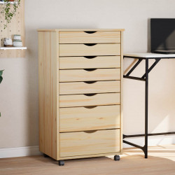 Szafka na kółkach z szufladami z kołem MOSS Przejrzysty lakier