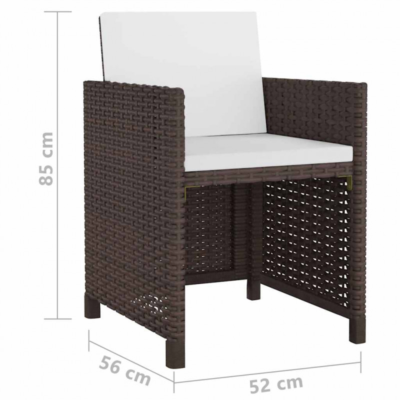13-cz. zestaw mebli ogrodowych z poduszkami, rattan PE, brązowy