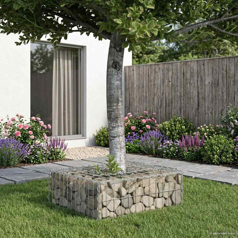 Podniesione łóżko gabionowe Srebrny 60 x 60 x 20 cm
