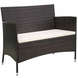 Ławka ogrodowa, 106 cm, polirattan, brązowa