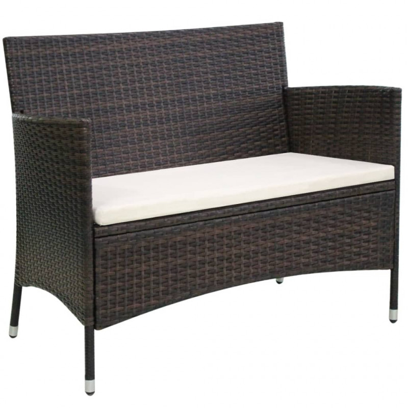 Ławka ogrodowa, 106 cm, polirattan, brązowa