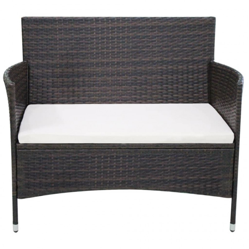 Ławka ogrodowa, 106 cm, polirattan, brązowa