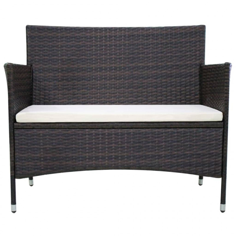 Ławka ogrodowa, 106 cm, polirattan, brązowa