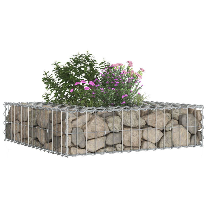 Podniesione łóżko gabionowe Srebrny 80 x 80 x 20 cm
