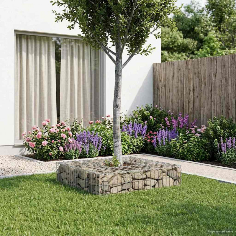 Podniesione łóżko gabionowe Srebrny 100 x 100 x 20 cm