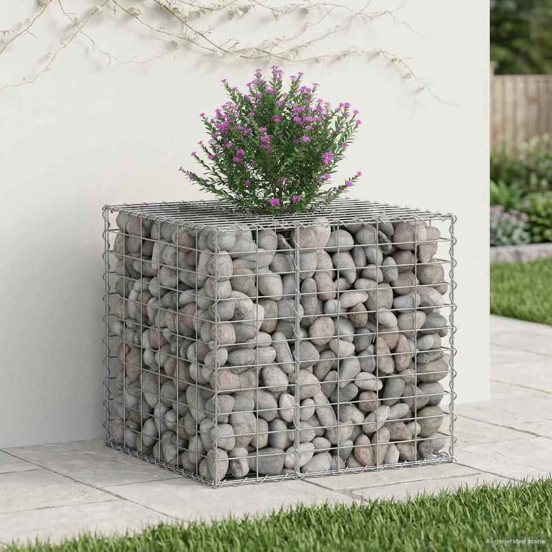 Podniesione łóżko gabionowe Srebrny 60 x 60 x 55 cm