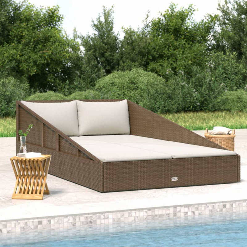 Leżanka ogrodowa, brązowa, 110x200 cm, rattan PE