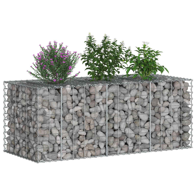 Podniesione łóżko gabionowe Srebrny 140 x 60 x 55 cm