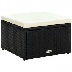 Puf 53 x 53 x 30 cm, polirattanowy, czarny