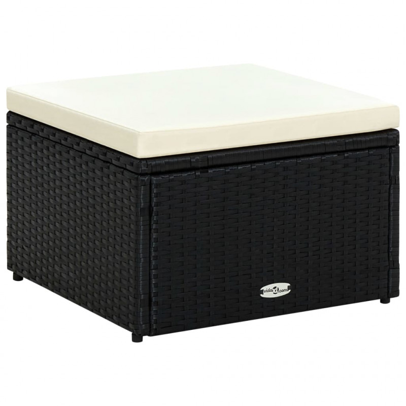 Puf 53 x 53 x 30 cm, polirattanowy, czarny