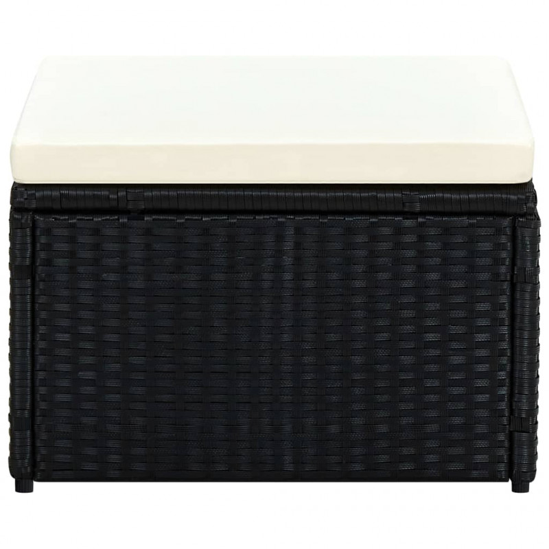 Puf 53 x 53 x 30 cm, polirattanowy, czarny