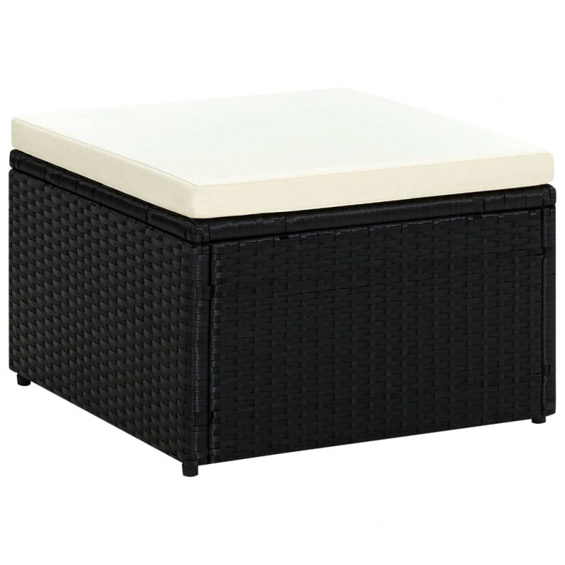 Puf 53 x 53 x 30 cm, polirattanowy, czarny