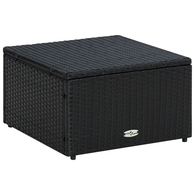 Puf 53 x 53 x 30 cm, polirattanowy, czarny