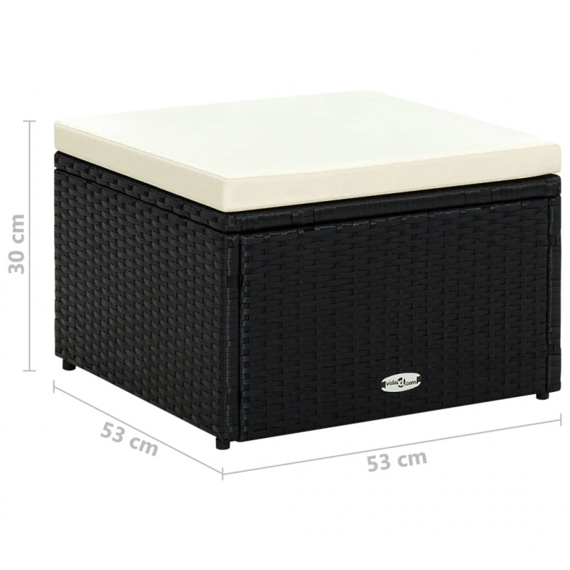 Puf 53 x 53 x 30 cm, polirattanowy, czarny