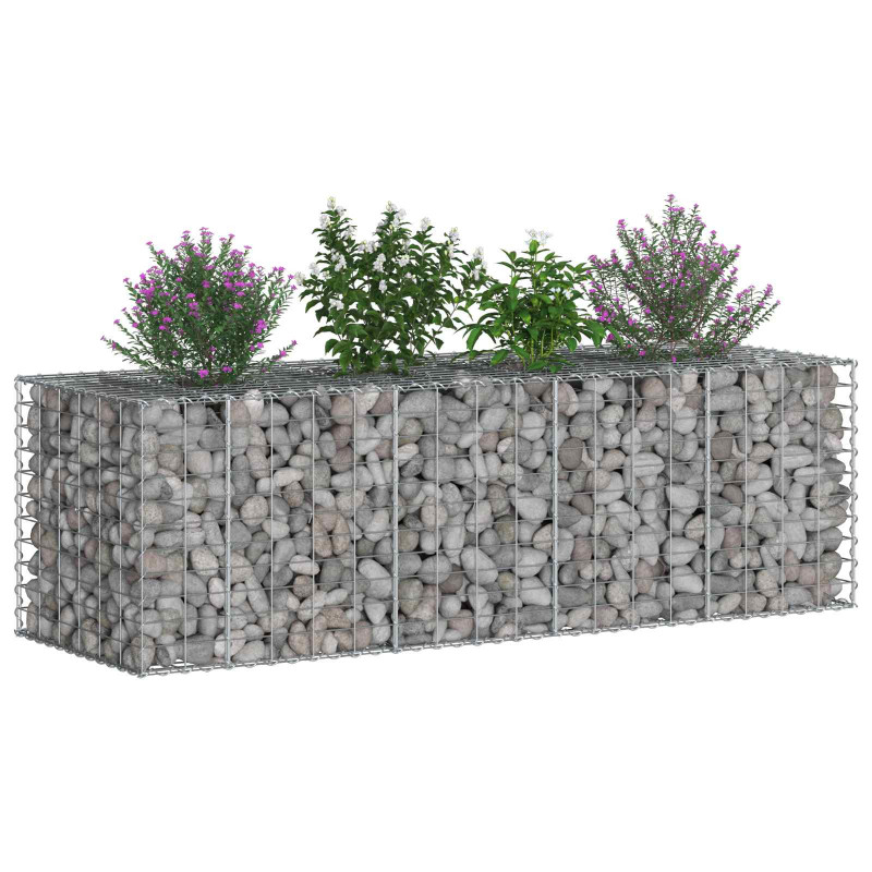 Podniesione łóżko gabionowe Srebrny 180 x 60 x 55 cm