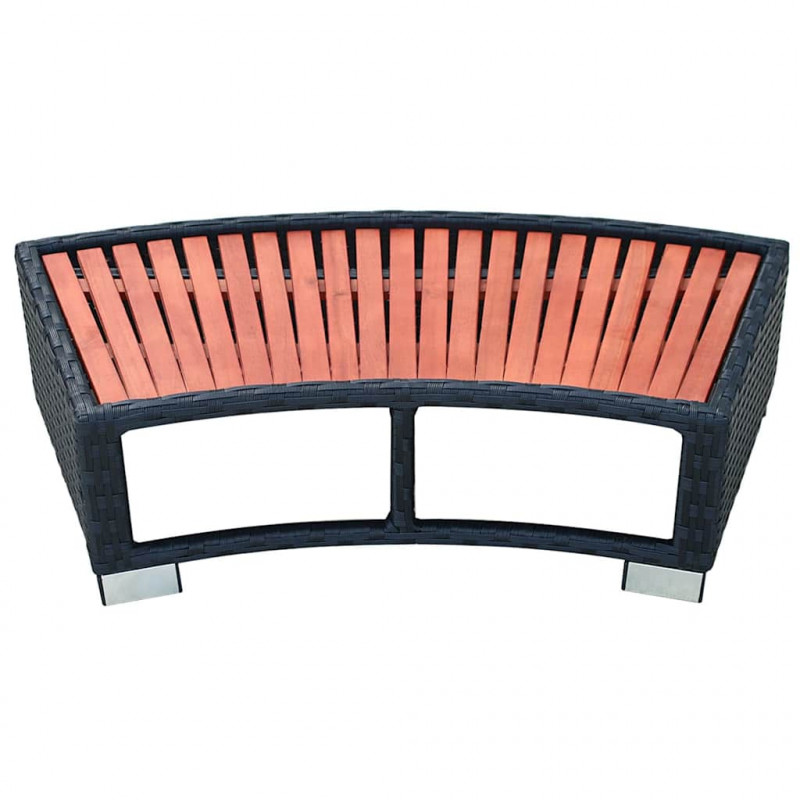 Stopień do spa 92 x 45 x 25 cm, polirattanowy, czarny