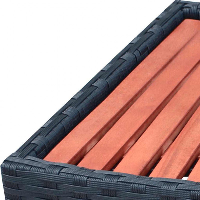 Stopień do spa 92 x 45 x 25 cm, polirattanowy, czarny
