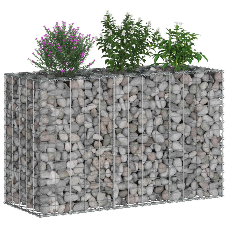 Podniesione łóżko gabionowe Srebrny 130 x 50 x 80 cm