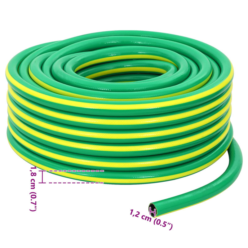 Wąż ogrodowy 5-warstwowy Zielony i Żółty 1 / 2'' 10 m PVC