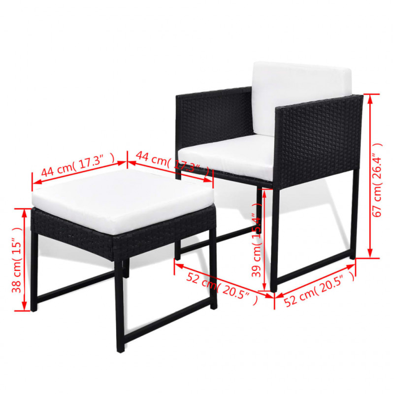 11-cz. zestaw mebli ogrodowych z poduszkami, rattan PE, czarny