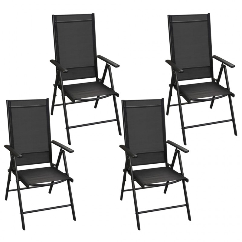 5-cz. zestaw składanych mebli ogrodowych, aluminium, czarny