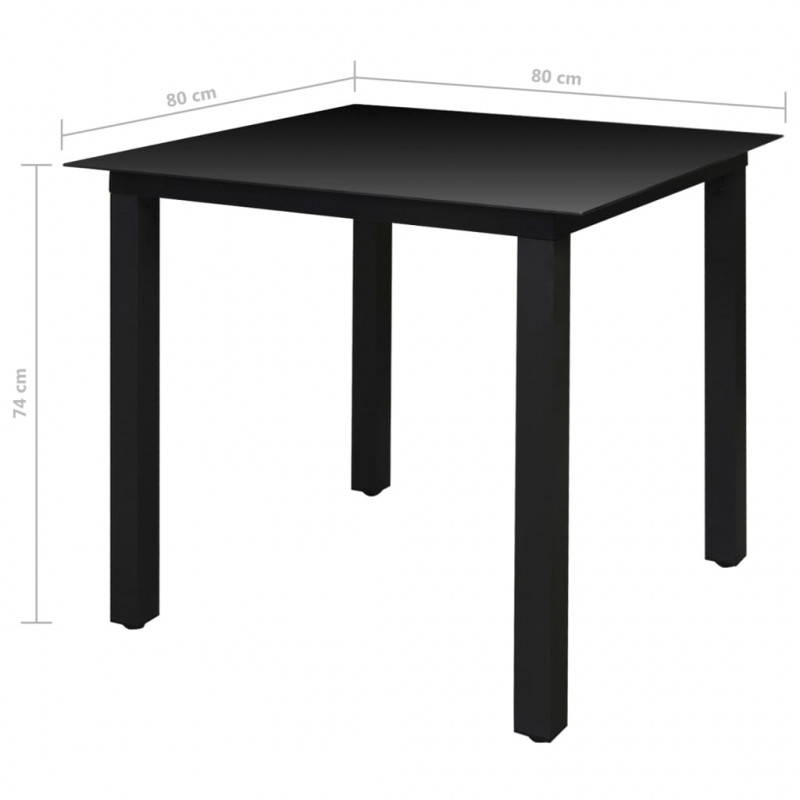 5-cz. zestaw składanych mebli ogrodowych, aluminium, czarny