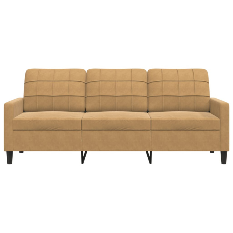 Sofa 3-osobowa, brązowa, 180 cm, tapicerowana aksamitem